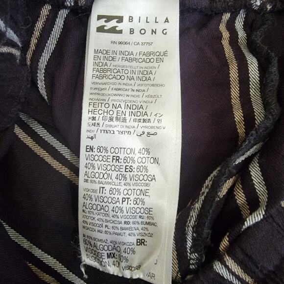 Billabong Black Striped Shorts SZ Small - Picture 4 of 4